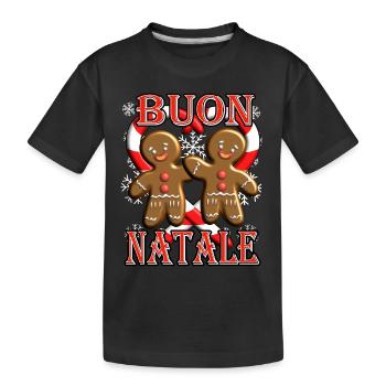Buon Natale con biscotti e bastoncino di zucchero - Kinder Premium Bio T-Shirt - Schwarz - Vorne