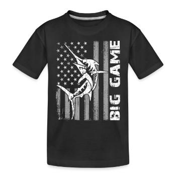 Marlin sauteur avec drapeau américain Pêche en haute mer - T-shirt bio Premium Enfant - noir - Devant