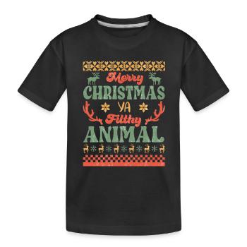 Merry Christmas ya filthy animal - Kids' Premium Organic T-Shirt - black - Front