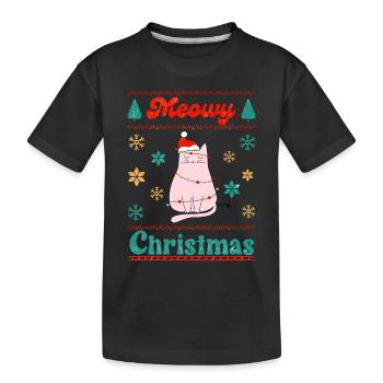 Miaou Noël - T-shirt bio Premium Enfant - noir - Devant