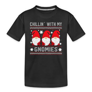 Mit meinen Gnomies hängen Chillin mit meinen Gnomi - Kinder Premium Bio T-Shirt - Schwarz - Vorne