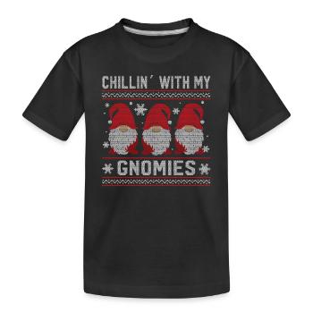 Mit meinen Gnomies hängen Chillin mit meinen Gnomi - Kinder Premium Bio T-Shirt - Schwarz - Vorne