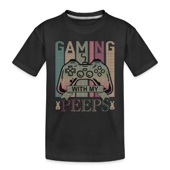 Gaming mit meinen Peeps - Kinder Premium Bio T-Shirt - Schwarz - Vorne