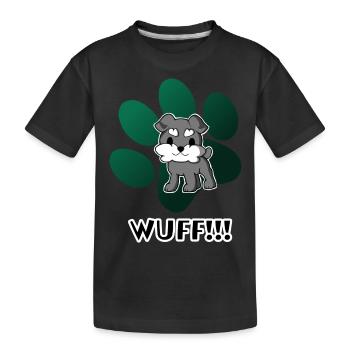 Wuff-Hund - Kinder Premium Bio T-Shirt - Schwarz - Vorne
