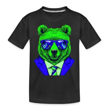 cool boss bear with sunglasses on - Kinder Premium Bio T-Shirt - Schwarz - Vorne