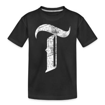 Tshirt alphabet initial T - Kids' Premium Organic T-Shirt - black - Front