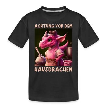 Achtung vor dem Hausdrachen - Kinder Premium Bio T-Shirt - Schwarz - Vorne
