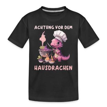 Achtung vor dem Hausdrachen - Kinder Premium Bio T-Shirt - Schwarz - Vorne