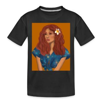 Lady with red hair - Kids' Premium Organic T-Shirt - black - Front
