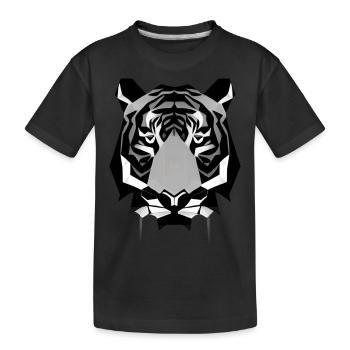 Polygon Design Säbelzahntiger Tierkopf - Kinder Premium Bio T-Shirt - Schwarz - Vorne