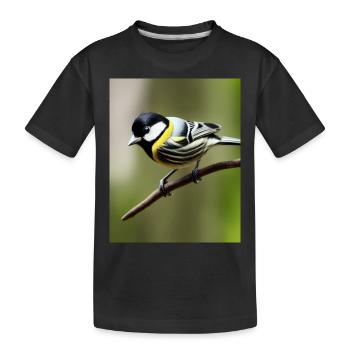 Cool Comic Portrait d’une mésange charbonnière Kohlmeise - T-shirt bio Premium Enfant - noir - Devant