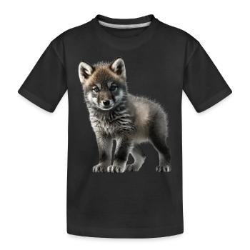 Cute Baby Wolf - Kids' Premium Organic T-Shirt - black - Front