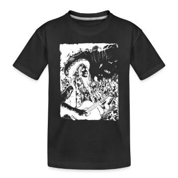 Schwarz weißes Hippie Portrait Frau bei Woodstock - Kinder Premium Bio T-Shirt - Schwarz - Vorne