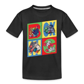 Boxen Boxer Boxkampf Sport Tiere Cartoon Comic - Kinder Premium Bio T-Shirt - Schwarz - Vorne