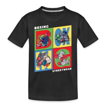 Boxen Boxer Boxkampf Sport Tiere Cartoon Comic - Kinder Premium Bio T-Shirt - Schwarz - Vorne