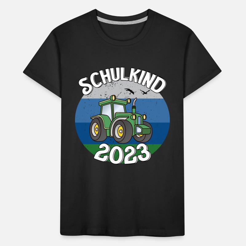 Traktor Schulkind 2023 Geschenkidee Kinder Premium Bio T-Shirt