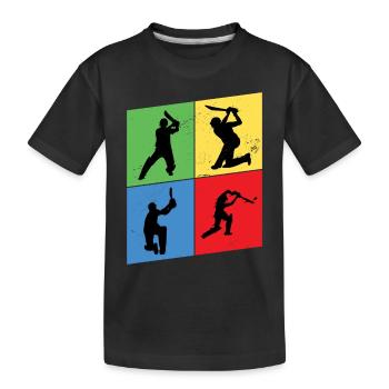 Cricket Cricketer Batsman Sport Vintage - Kids' Premium Organic T-Shirt - black - Front