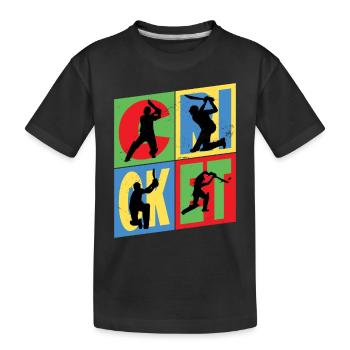 Cricket Cricketer Batsman Sport Vintage - Kids' Premium Organic T-Shirt - black - Front