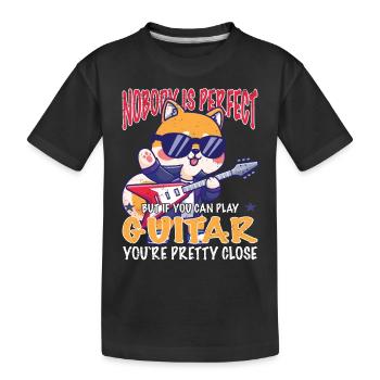 Cat Guitar Guitarist - Nobody is Perfect - Kids' Premium Organic T-Shirt - black - Front