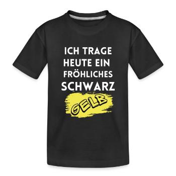 I'm wearing a cheerful black and yellow Dortmund - Kids' Premium Organic T-Shirt - black - Front