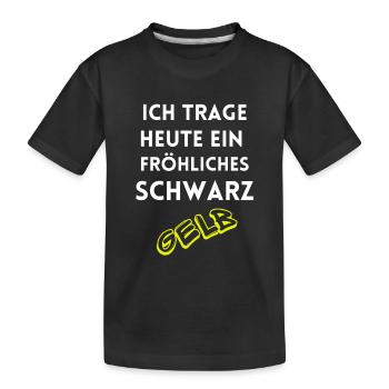 I'm wearing a cheerful black and yellow Dortmund - Kids' Premium Organic T-Shirt - black - Front