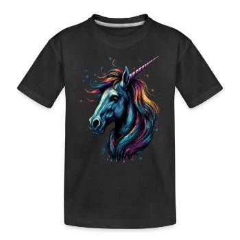 licorne mignonne colorée - Licorne douce - licorne - T-shirt bio Premium Enfant - noir - Devant
