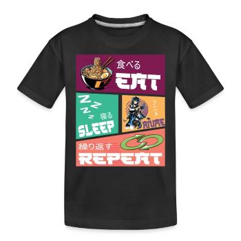 Eat Sleep Anime Repeat - Kinder Premium Bio T-Shirt - Schwarz - Vorne
