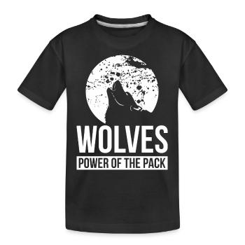 WÖLFE: DIE MACHT DES RUDELS | WOLFSLIEBHABER GESCHENK - Kinder Premium Bio T-Shirt - Schwarz - Vorne