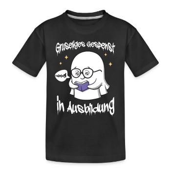 Gruseliges Gespenst in Ausbildung - Kinder Premium Bio T-Shirt - Schwarz - Vorne