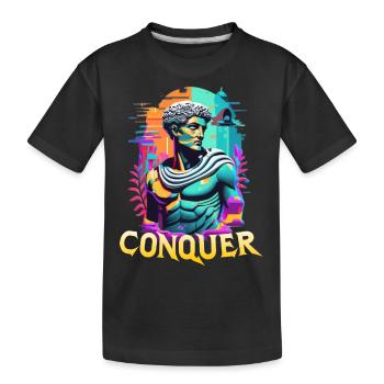 Conquer - Epische griechische Mythologie - Harte Arbeit Fitness - Kinder Premium Bio T-Shirt - Schwarz - Vorne