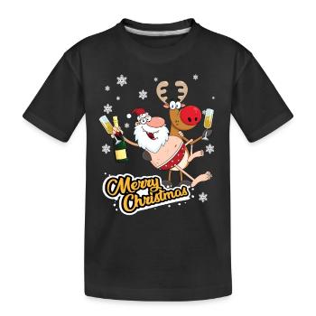 Merry Christmas Santa Party Reindeer - Kids' Premium Organic T-Shirt - black - Front