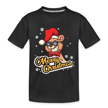 Christmas St. Nicholas Merry Christmas Bear - Kids' Premium Organic T-Shirt - black - Front