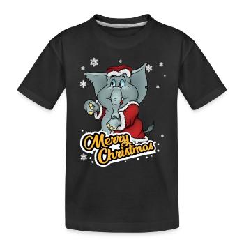 Éléphant, joyeux noël, noël, nicolas - T-shirt bio Premium Enfant - noir - Devant