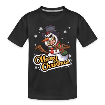 angry snowman, merry christmas, christmas - Kids' Premium Organic T-Shirt - black - Front