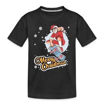 Christmas Santa Claus Merry Christmas Skater - Kids' Premium Organic T-Shirt - black - Front