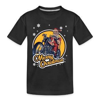 Motorrad Chopper Merry Christmas Weihnachten - Kinder Premium Bio T-Shirt - Schwarz - Vorne