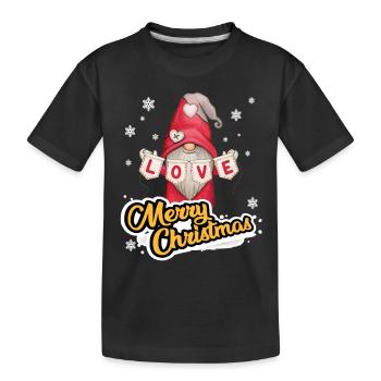 Liebe Wichtel , merry christmas, Weihnachten Love - Kinder Premium Bio T-Shirt - Schwarz - Vorne