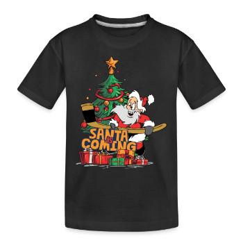 Weihnachten Santa Claus Nikolaus Hockey Eishockey - Kinder Premium Bio T-Shirt - Schwarz - Vorne