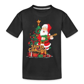Christmas Santa Claus St. Nicholas Guitar - Kids' Premium Organic T-Shirt - black - Front