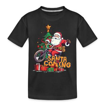 Christmas Santa Claus St. Nicholas Bicycle - Kids' Premium Organic T-Shirt - black - Front
