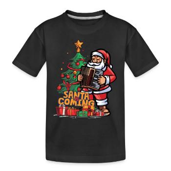 Christmas Santa Claus St. Nicholas Accordion - Kids' Premium Organic T-Shirt - black - Front