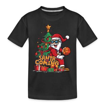 Christmas Santa Claus St. Nicholas Basketball - Kids' Premium Organic T-Shirt - black - Front
