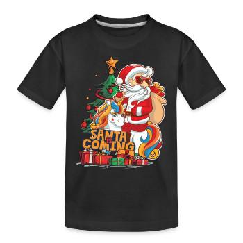 Christmas Santa Claus St. Nicholas Unicorn - Kids' Premium Organic T-Shirt - black - Front