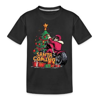 Christmas Santa Claus St. Nicholas Motorcycle - Kids' Premium Organic T-Shirt - black - Front
