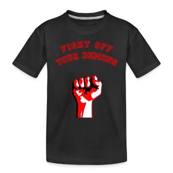 FIGHT OFF YOUR DEMONS - Kämpferische Faust - Kinder Premium Bio T-Shirt - Schwarz - Vorne