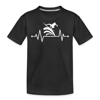 Herzschlag Surfer, Surfen, Surfing EKG - Kinder Premium Bio T-Shirt - Schwarz - Vorne