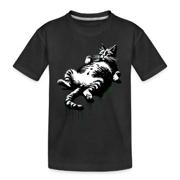 Fauler fetter Kater | Kater wacht auf | Miau - Kinder Premium Bio T-Shirt - Schwarz - Vorne