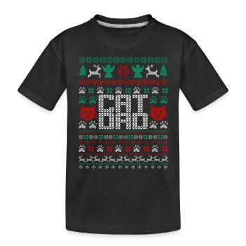Papa chat de Noël laid - T-shirt bio Premium Enfant - noir - Devant
