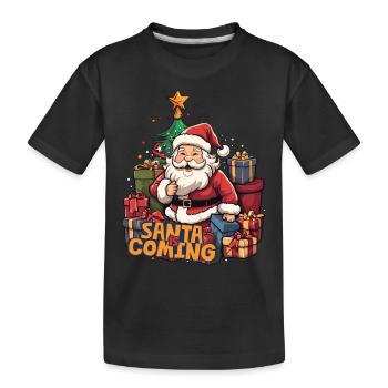 Weihnachten Santa Claus Nikolaus Geschenke - Kinder Premium Bio T-Shirt - Schwarz - Vorne