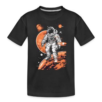 Cool astronaut in space - Kids' Premium Organic T-Shirt - black - Front